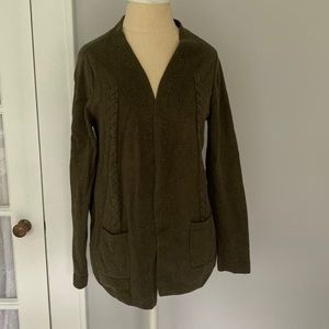 Talbots olive green knit cardigan